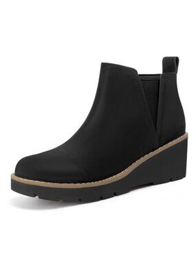 Wedge Chelsea Ankle Boots Platform Lug Sole Side Zipper Nubuck